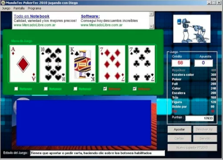 Imagen juego de cartas software PokerTec 2010